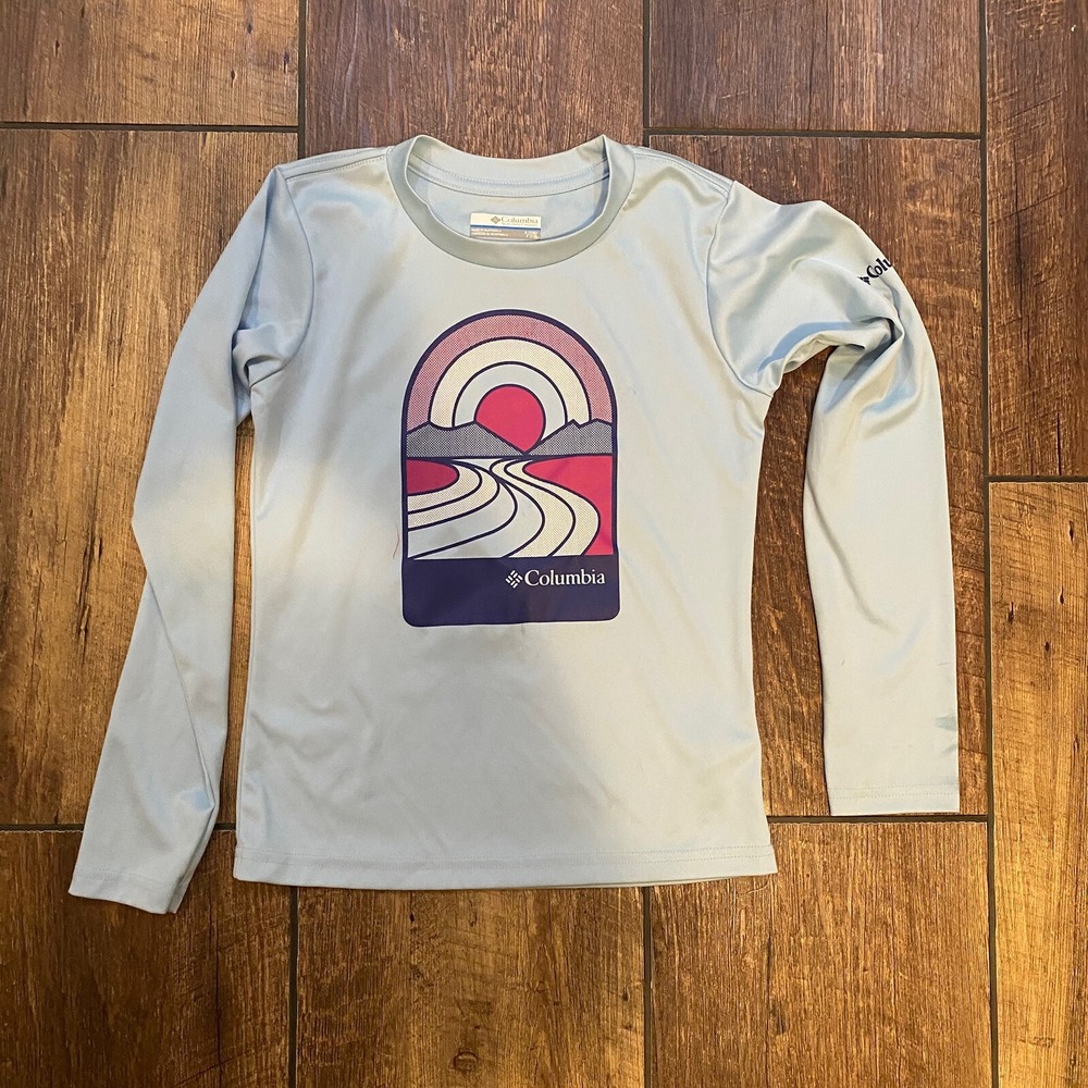 Columbia Shirt Kids Small Blue Long Sleeve T shirt Lightweight Rash guard